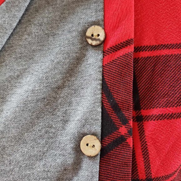 DRESSFO Plaid Tartan Panel Cowl Neck Tulip Front Tunic says L but think Medium - Picture 7 of 7